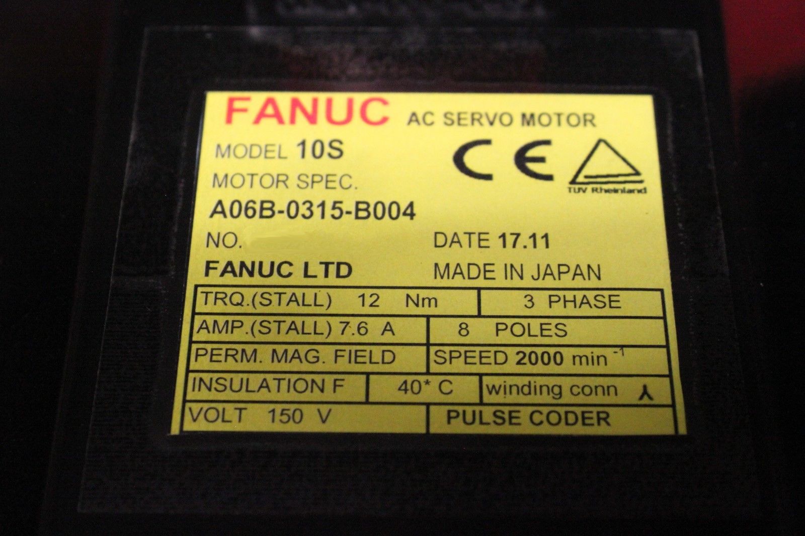 Fanuc A06B-0315-B004 AC Servo Motor